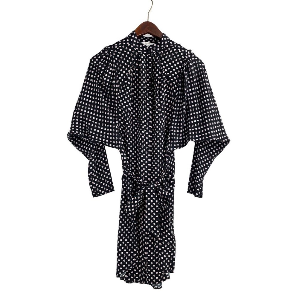 Joie Womens XXS Black Myune High Neck Dolman Sleeve Tie Shirt Dress Whimsigoth